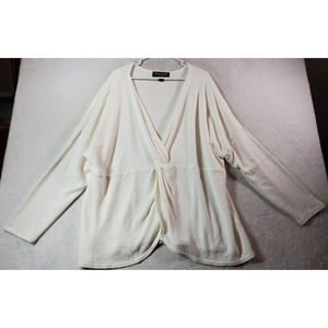 Brittany Humble Sweater Womens Size 2X White Knit V Neck‎ Long Casual Sleeve